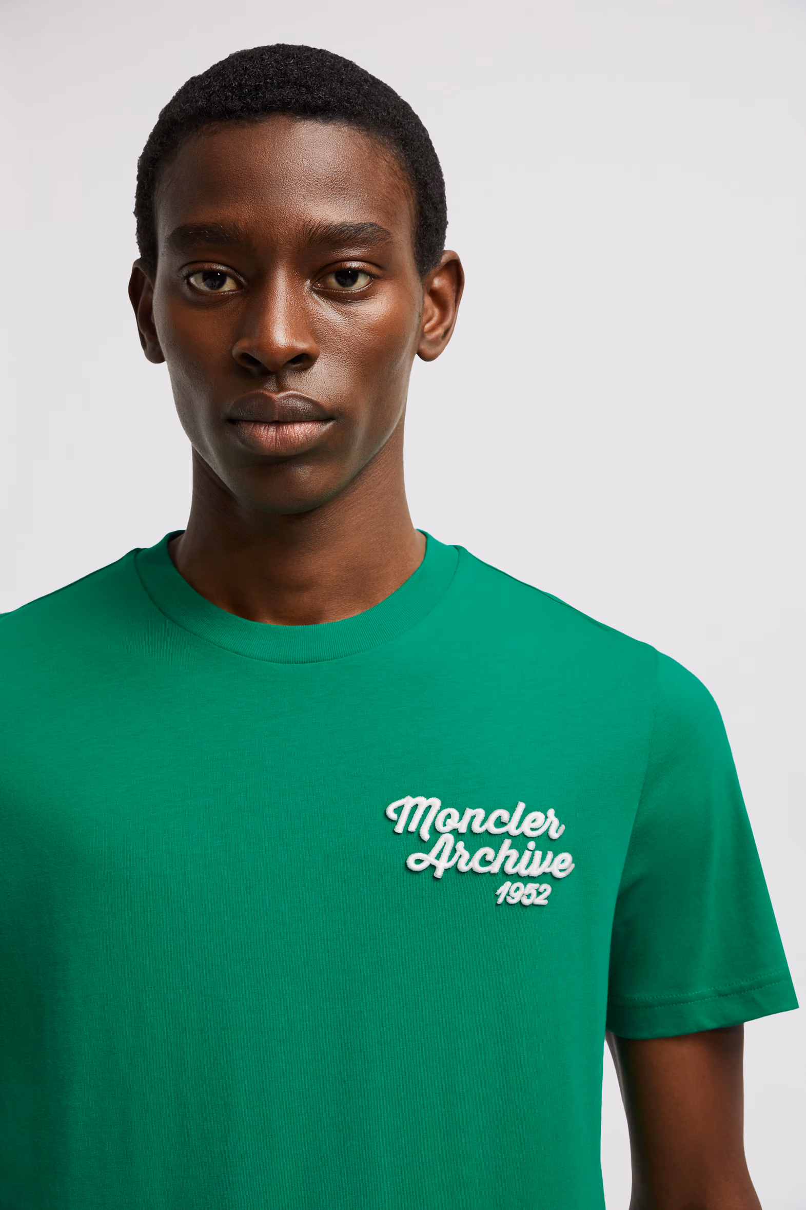 Embroidered Logo Cotton T-Shirt Men Bright Green Moncler 4